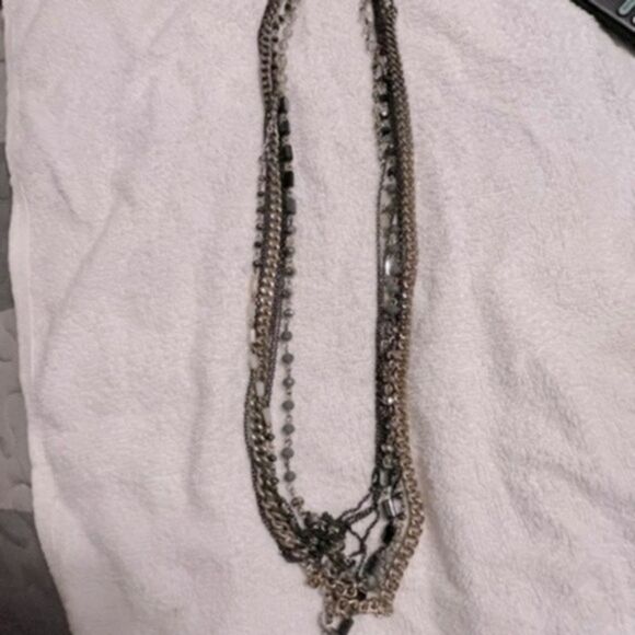 Express gold beaded long necklace. Lots of rows - Picture 1 of 7